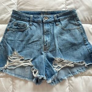 Denim Blue Distressed Shorts